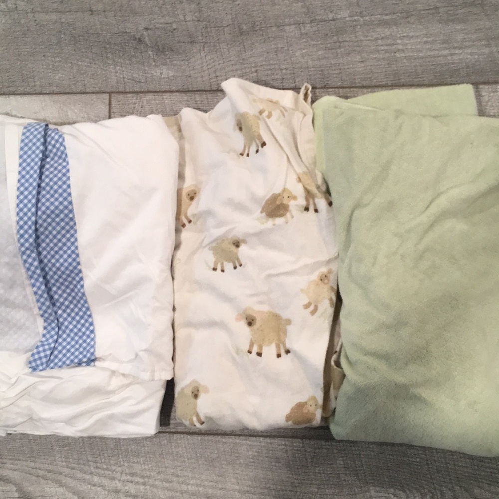 Potter Barn Kids crib sheets and dust ruffle